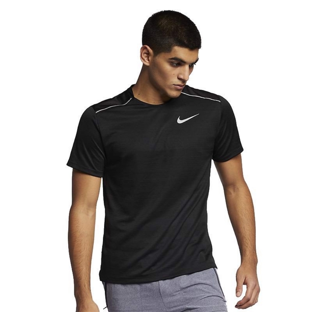 Nike Dri-Fit Miler Running T-shirt - Black & White - Size XL Mens